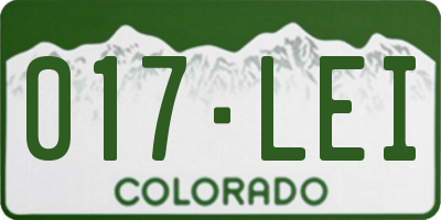 CO license plate 017LEI