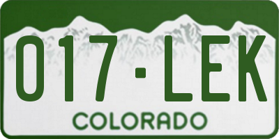 CO license plate 017LEK
