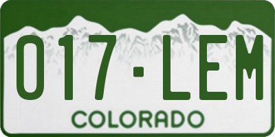 CO license plate 017LEM