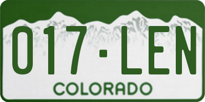 CO license plate 017LEN