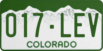 CO license plate 017LEV