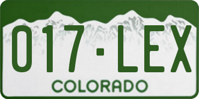 CO license plate 017LEX