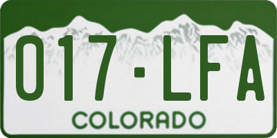 CO license plate 017LFA