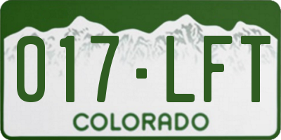 CO license plate 017LFT