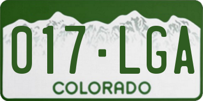 CO license plate 017LGA