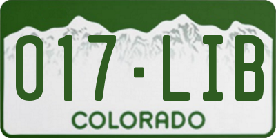 CO license plate 017LIB