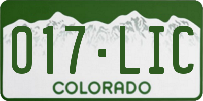 CO license plate 017LIC