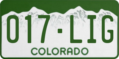 CO license plate 017LIG