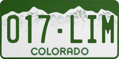 CO license plate 017LIM