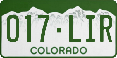CO license plate 017LIR