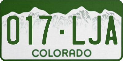 CO license plate 017LJA