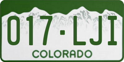CO license plate 017LJI