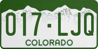 CO license plate 017LJQ