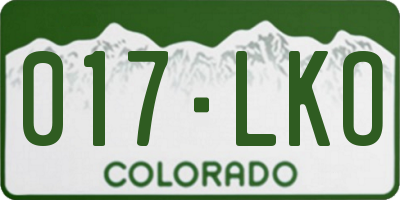 CO license plate 017LKO
