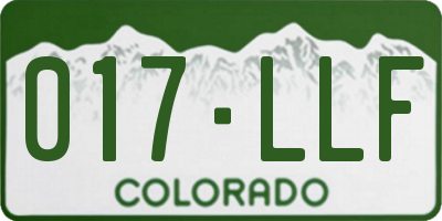 CO license plate 017LLF