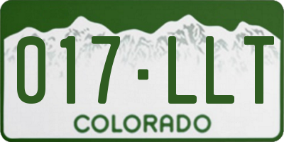 CO license plate 017LLT