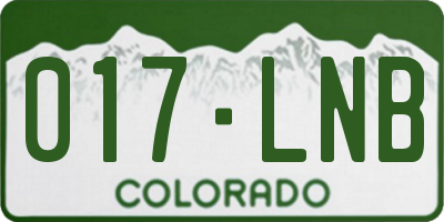 CO license plate 017LNB
