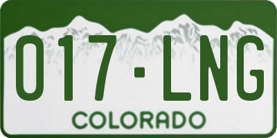 CO license plate 017LNG