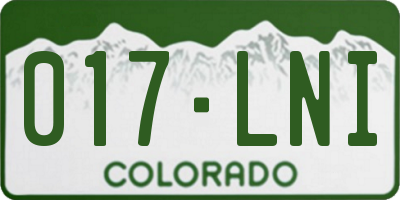 CO license plate 017LNI
