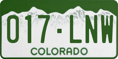 CO license plate 017LNW
