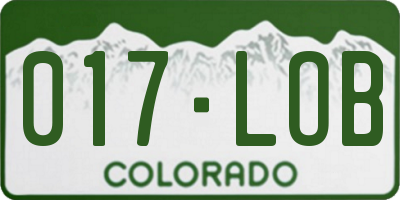 CO license plate 017LOB