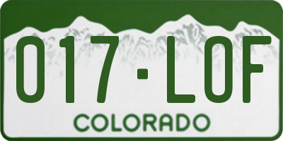 CO license plate 017LOF