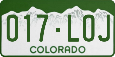 CO license plate 017LOJ