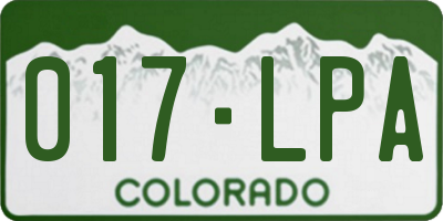 CO license plate 017LPA
