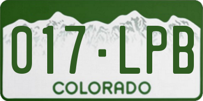 CO license plate 017LPB