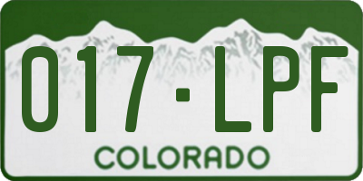 CO license plate 017LPF