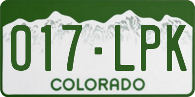 CO license plate 017LPK