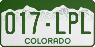 CO license plate 017LPL