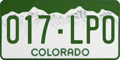 CO license plate 017LPO