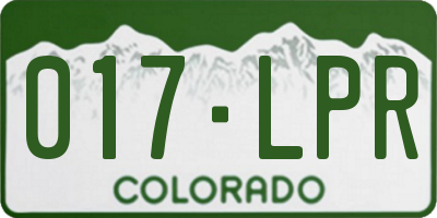 CO license plate 017LPR