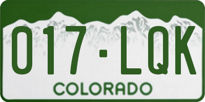 CO license plate 017LQK