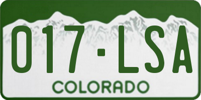 CO license plate 017LSA