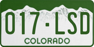 CO license plate 017LSD