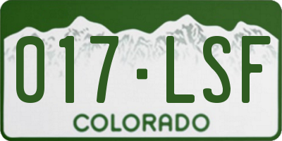 CO license plate 017LSF