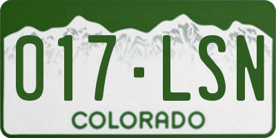 CO license plate 017LSN