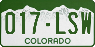 CO license plate 017LSW