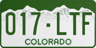 CO license plate 017LTF