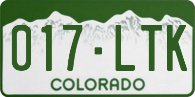 CO license plate 017LTK