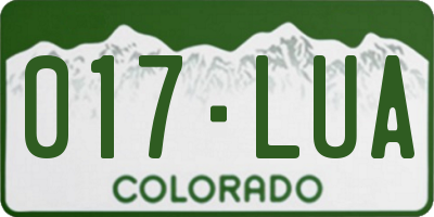 CO license plate 017LUA