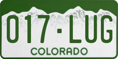 CO license plate 017LUG