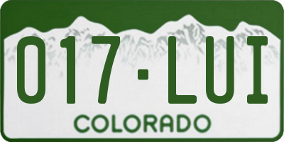 CO license plate 017LUI
