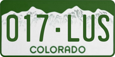 CO license plate 017LUS