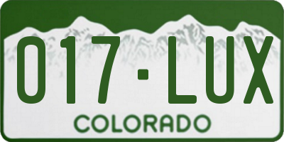 CO license plate 017LUX
