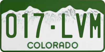 CO license plate 017LVM