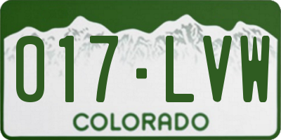 CO license plate 017LVW