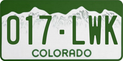 CO license plate 017LWK
